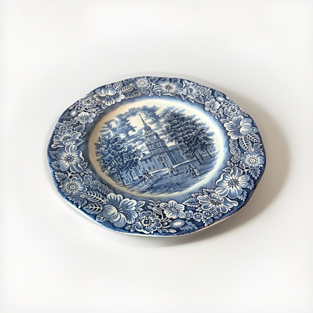 Staffordshire Liberty Blue Independence Hall Dinner Plate England Ironstone